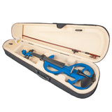 Maxbell 4String Silent Violin 4/4Solid Wood Electric Violin Fiddle Outfit Blue Color