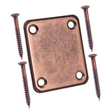 Max Electric Bass Guitar Neck Plate Neck Joint Plate with Screws - Copper Red