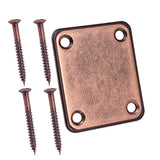 Max Electric Bass Guitar Neck Plate Neck Joint Plate with Screws - Copper Red