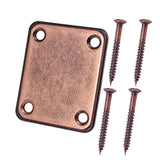 Max Electric Bass Guitar Neck Plate Neck Joint Plate with Screws - Copper Red