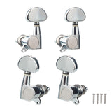 Max 2L + 2R Uklele Tuning Pegs Machine Heads Knobs Parts Accessory Silver