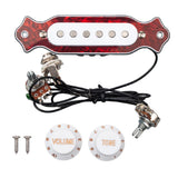 Max 6 String Acoustic Guitar Soundhole Magnetic Pickup with Volume & Tone Red