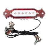 Max 6 String Acoustic Guitar Soundhole Magnetic Pickup with Volume & Tone Red