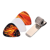 Max Guitar Picks Holder Clip Metal Acoustic Guitar Pick Clip with 3pcs Picks Set