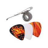 Max Guitar Picks Holder Clip Metal Acoustic Guitar Pick Clip with 3pcs Picks Set