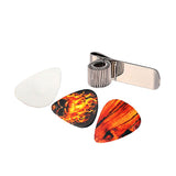 Max Guitar Picks Holder Clip Metal Acoustic Guitar Pick Clip with 3pcs Picks Set