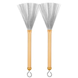 Max Wood Drum Sticks 2pcs Retractable Drum Wire Brushes w/ Handle w/ Storage Bag