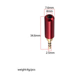 Max 2.5mm 3 Poles Male Plug Aluminum Stereo Plug Wire Connector Plug Earphone