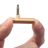 Max Maxb 3.5mm Male to Female Audio Adapter Right Angled Earphone Converter Golden