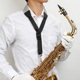 Maxbell Adjustable Saxophone Sax Stretch Silicone Padded Neck Strap with Hook Black