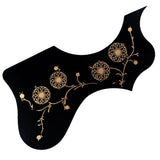 Maxbell Acoustic Guitar Pickguard Flower Anti-scratch Folk Guitar Left/Right Hand Black