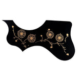 Maxbell Acoustic Guitar Pickguard Flower Anti-scratch Folk Guitar Left/Right Hand Black