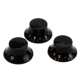 Maxbell 3x Black with Gold Number for LP Guitar Top Hat Knob Bell Knobs Set