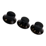 Maxbell 3x Black with Gold Number for LP Guitar Top Hat Knob Bell Knobs Set