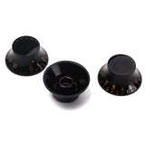 Maxbell 3x Black with Gold Number for LP Guitar Top Hat Knob Bell Knobs Set