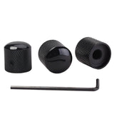 Maxbell 3Pcs Professional Metal Black Guitar Tone Volume Knob with Hole Guitar Parts