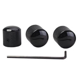 Maxbell 3Pcs Professional Metal Black Guitar Tone Volume Knob with Hole Guitar Parts