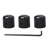 Maxbell 3Pcs Professional Metal Black Guitar Tone Volume Knob with Hole Guitar Parts