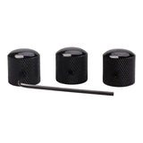 Maxbell 3Pcs Professional Metal Black Guitar Tone Volume Knob with Hole Guitar Parts