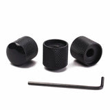 Maxbell 3Pcs Professional Metal Black Guitar Tone Volume Knob with Hole Guitar Parts