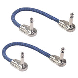 Maxbell Guitar Pedal Cable M to M Right Angle 20cm 6.35mm Cables for Effect Blue