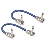 Maxbell Guitar Pedal Cable M to M Right Angle 20cm 6.35mm Cables for Effect Blue