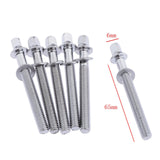 Maxbell 5 Chrome Drum Tension Rods 45/55/65/75mm for Tom Snare Build Repair 65mm