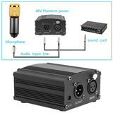Maxbell 48V Phantom Power Supply with Charging Cable for Microphone Music Recording