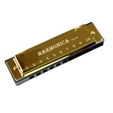 Maxbell Blues Harmonica Diatonic Harp Mouth Organ 10 Hole Musical Instrument Golden