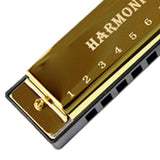 Maxbell Blues Harmonica Diatonic Harp Mouth Organ 10 Hole Musical Instrument Golden