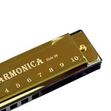 Maxbell Blues Harmonica Diatonic Harp Mouth Organ 10 Hole Musical Instrument Golden