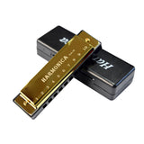 Maxbell Blues Harmonica Diatonic Harp Mouth Organ 10 Hole Musical Instrument Golden