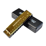 Maxbell Blues Harmonica Diatonic Harp Mouth Organ 10 Hole Musical Instrument Golden