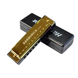 Maxbell Blues Harmonica Diatonic Harp Mouth Organ 10 Hole Musical Instrument Golden