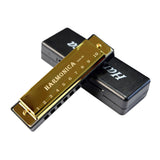 Maxbell Blues Harmonica Diatonic Harp Mouth Organ 10 Hole Musical Instrument Golden
