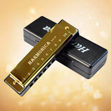 Maxbell Blues Harmonica Diatonic Harp Mouth Organ 10 Hole Musical Instrument Golden