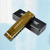 Maxbell Blues Harmonica Diatonic Harp Mouth Organ 10 Hole Musical Instrument Golden