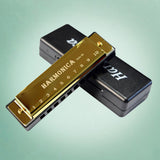 Maxbell Blues Harmonica Diatonic Harp Mouth Organ 10 Hole Musical Instrument Golden