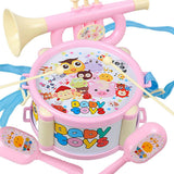 Maxbell Kids Drum Toy Music Instrument Kit Early Learning Education Toy Pink