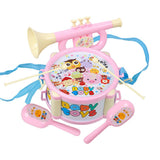 Maxbell Kids Drum Toy Music Instrument Kit Early Learning Education Toy Pink