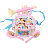 Maxbell Kids Drum Toy Music Instrument Kit Early Learning Education Toy Pink
