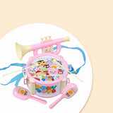 Maxbell Kids Drum Toy Music Instrument Kit Early Learning Education Toy Pink