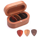 Maxbell Wooden Guitar Pick Plectrum Storage Box Holder Case with 3 Picks