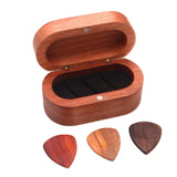 Maxbell Wooden Guitar Pick Plectrum Storage Box Holder Case with 3 Picks