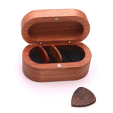Maxbell Wooden Guitar Pick Plectrum Storage Box Holder Case with 3 Picks