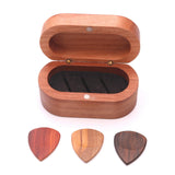 Maxbell Wooden Guitar Pick Plectrum Storage Box Holder Case with 3 Picks