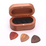 Maxbell Wooden Guitar Pick Plectrum Storage Box Holder Case with 3 Picks