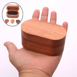 Maxbell Wooden Guitar Pick Plectrum Storage Box Holder Case with 3 Picks