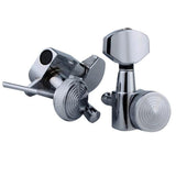 Maxbell 6Pcs Lock String Tuning Key Pegs Tuners Set Gear Ratio 1:18 for Guitar Silver 3L3R