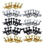 Maxbell 6Pcs Lock String Tuning Key Pegs Tuners Set Gear Ratio 1:18 for Guitar Silver 3L3R